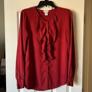 Sundance EUC Maroon Long Sleeved 100% Rayon blouse size S